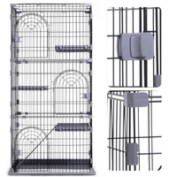 Vente en gros de cages à poules en acier inoxydable, enclos pour lapins, grande cage en métal pour chats d'extérieur, cage à chats à trois étages