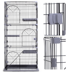 Groothandel Roestvrij Kippenhok Konijn Kinderbox Grote <span class=keywords><strong>Diy</strong></span> Kat <span class=keywords><strong>Outdoor</strong></span> Metalen Kooi Behuizing Drie Gelaagde Pet Kat Kooi