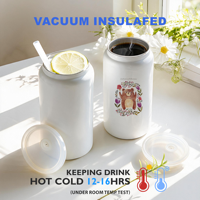 Lot de 25 gobelets isothermes à double paroi en acier inoxydable de 16 oz, écologiques, blancs, pour sublimation, type Mason Jar, pour eau, cola, café