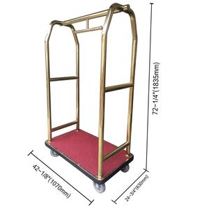 C011 Chariot à bagages en métal au design moderne pour hôtel Bellman Crown Fournitures d'accueil Cage à oiseaux en acier doré - Product Image 5