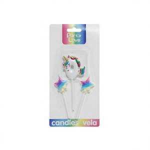 Velas de cumpleaños de unicornio Party Love, juego de 3 piezas con estrellas para decoración de pasteles - Product Image 1