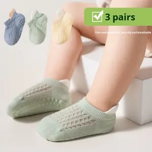 ถุงเท้าคอตตอนสำหรับเด็ก, ระบายอากาศได้ดีและดูดซับเหงื่อด้วยตาข่ายกันลื่นบางแบบปากหลวมดีไซน์สำหรับ<span class=keywords><strong>เด็ก</strong></span> - Product Image 1