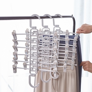 Magic Folding Clothes Hangers Non-Slip with Pinch <b>Clips</b> 360-Rotating Chrome Swivel <b>Hook</b> Heavy Duty Pants Hangers With <b>Hook</b> - Product Image 1