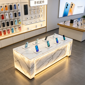 Support de présentation de téléphone <span class=keywords><strong>portable</strong></span> en acrylique personnalisé, marbre naturel, moderne, pour comptoir, vitrine pour hôtel, magasin de téléphonie mobile, étagère de vente au détail - Product Image 1