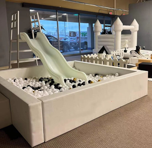 Popular white grey PE plastic white slide for ball pit soft play ball pit rent white plastic slide outdoor kids plastic slide