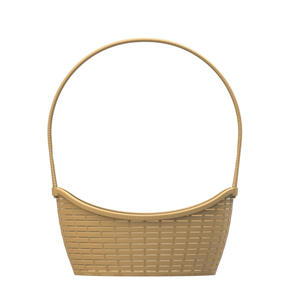 B03SH02 Bamboo strip look plastic <b>fruit</b> <b>basket</b> <b>for</b> retail and commercial packaging - Product Image 3