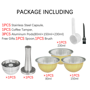 1เซ็ตกาแฟแบบนำกลับมาใช้ใหม่ได้1ชุดถ้วยอะลูมิเนียมแบบเติมได้1แคปซูลโลหะแบบเติมได้ - Product Image 6