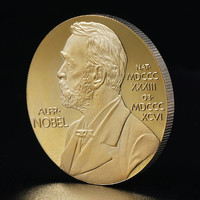 Collection de pièces commémoratives Alfred Bernhard Nobel, cadeau souvenir, art métallique antique