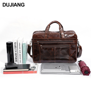 DUJIANG Fashion Vintage Business Shoulder Bag Retro Crossbody Cowhide Genuine Leather Custom <strong>Briefcase</strong> for Men - Product Image 6