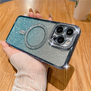 Custodia per telefono trasparente magnetica con glitter graduale e design a lente laterale con diamanti di lusso, in TPU, per <span class=keywords><strong>iPhone</strong></span> 16 <span class=keywords><strong>Plus</strong></span> 15 14 13 12 11 Pro Max - Product Image 5