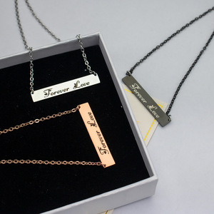 Personalized Bar Pendant Wholesale Jewelry Gold Plated <b>Custom</b> Engraved Stainless Steel Bar <b>Necklace</b> - Product Image 5