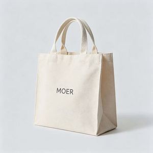 Sac de courses réutilisable en toile écologique Moer, sac fourre-tout en toile uni de couleur unie avec impression de logo personnalisé - Product Image 3