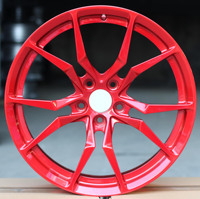 Elegante Llanta de Aleación Forjada de Diez Radios Angulares en Rojo Brillante, Diseño Cóncavo Duradero, Ajuste Personalizado para Vehículos de Pasajeros, Reequipamiento para Conducción Urbana