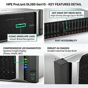 Serveur Dl580 Gen10 Plus, plateforme optimisée pour l'apprentissage automatique, le traitement graphique profond, les GPU, processeur haute performance - Product Image 2
