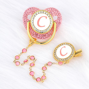Designer di fabbrica <span class=keywords><strong>rosa</strong></span> Bling ciuccio Clip-lettere di diamanti, perle di vetro, collana di lusso massaggiagengive ciuccio - Product Image 6