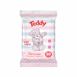 Lingettes pour bébé Teddy Compact Travel Pack, 20 feuilles, 80 pièces, coton pour le nettoyage et les soins de la peau, groupe d'âge enfants, vente en gros pour la maison - Product Image 1