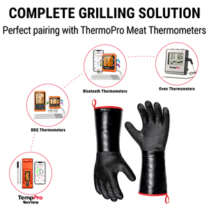 TempPro 932 ° Gants de barbecue résistants à la chaleur F, 14 pouces, imperméables, pour four et grill, résistants à l'huile et antidérapants, en néoprène, pour barbecue - Product Image 5
