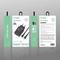 Cargador de Pared USB-C Super Turbo de 60W con Carga Rápida y Cable Tipo C para Motorola, Adaptador de Corriente USB Tipo C PD de 60W