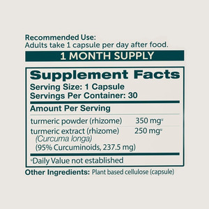 Capsules de poudre de curcuma de haute qualité, marque privée, favorisent la flexibilité et la mobilité et offrent un soutien quotidien pour les articulations. - Product Image 2