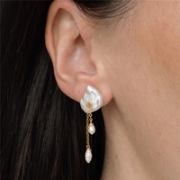 Pendientes de Perlas en Forma de Gota de Lluvia, Chapados en Oro de 18K, Perlas de Agua Dulce, Acero Inoxidable, Joyería Elegante para Mujer, Resistentes al Agua