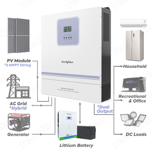 Onduleur Solaire Hybride Techfine <span class=keywords><strong>Source</strong></span> Factory 10000W 11000W 10kVA 48V 150A Monophasé avec Double Chargeur MPPT 11KW 10KW - Product Image 2