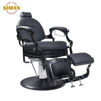 Fauteuil de barbier inclinable de luxe Siman avec livraison gratuite, rotation à 360 degrés, acier inoxydable noir pour salon et usage domestique