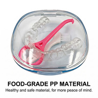 Estuche Transparente Hexagonal para Retenedores, Caja Portátil para Guardar Dentaduras Postizas, Cierre a Presión Compacto, Ligero (50g), 8cm, Cuidado Diario