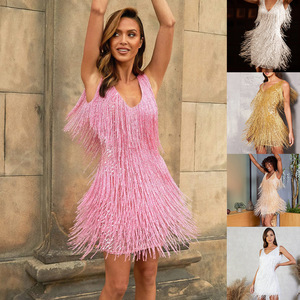 Glamorous Tassel Sequin vestido sem mangas em estilo europeu e americano - Product Image 3