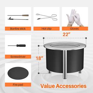 <strong>Outdoor</strong> Portable Fire Pit Smokeless Large 304 Stainless <strong>Steel</strong> Fire Bowl Low Smoke <strong>Fireplace</strong> with Stand - Product Image 6