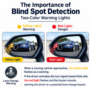 ระบบเตือนเปลี่ยนเลน A1 Safe Lane Change Warning W205 พร้อมเรดาร์ตรวจจับจุดบอด 24Ghz และไฟเตือนสองสี - Product Image 5