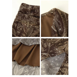 Nouvelle jupe évasée vintage en mousseline imprimée, taille haute, grande ampleur, pour femme, tenue décontractée de vacances, jupe longue plissée - Product Image 2
