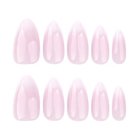 Faux ongles à presser en PMMA, faits main, personnalisables, style français, rose nude, dégradé naturel, transparents, pour un look maquillé, pour le travail, vente en gros