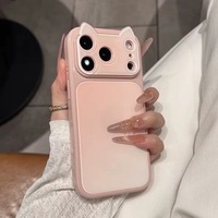 Coque de protection antichoc en acrylique rigide avec oreilles de chat 3D dégradées pour iPhone 17 16 15 14 13 Pro Max