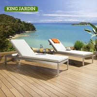 Chaise longue de jardin King Jardin en aluminium brossé, 4 positions réglables, pour hôtel, resort, patio, chaise longue de jardin
