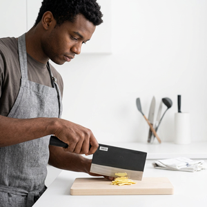 Couteau de cuisine robuste JAYA MATA, 8 pouces, lame SK5 de 13 mm, acier à ressort, manche en fonte, finition brossée, durable - Product Image 1