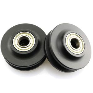 WEKIS Barn Door Sliding Hardware <b>Kit</b> with Brass Pulley Rollers for Modern Hotel Use Black Finish 250lbs Capacity - Product Image 1