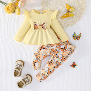 Conjuntos Casuales de Dos Piezas para Niñas, Otoño-Primavera, Estampado de Camuflaje, Pantalones de Lona de Spandex/Poliéster, Traje para Bebés y Niñas, Uso Diario - Product Image 1