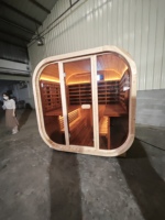 Ruang Sauna Luar Ruangan Desain Modern 2-4 Orang Kayu Cemara Merah Solid Baru Kontrol Panel Sentuh Inframerah Pintar Pemanas Listrik