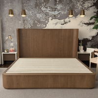 Lit en bois massif de chêne de style contemporain HLM108, taille king size, pour hôtels et meubles de chambre.