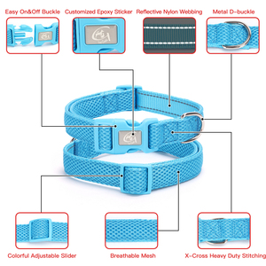 Adjustable Nylon Airmesh <strong>Dog</strong> <strong>Collar</strong> with 11 Colors Quick Release <strong>Colorful</strong> Buckle Decorative Ribbons for Small to Large Pets - Product Image 3