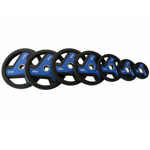 थोक कस्टम रबर बारबेल वेट लिफ्टिंग प्लेट्स जिम व्यायाम के लिए काली पेंट पोर्टेबल बम्पर प्लेट - Product Image 1