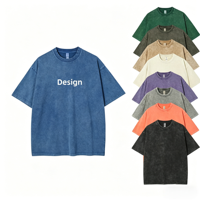 T-shirts personnalisés en gros, vierges, 250g, 100% coton, effet délavé vintage, coton épais, coupe oversize, pour hommes