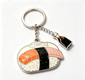 Porte-clés en émail personnalisé, pendentif alimentaire, porte-clés en métal, fait main, léger, souvenir, cadeau - Product Image 4