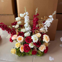 Décoration de mariage, panneau floral exquis de 50 cm, rouge bordeaux, haute qualité, rangée de fleurs personnalisée pour l'allée