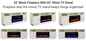 <span class=keywords><strong>Meilleur</strong></span> support TV d'intérieur autoportant avec flamme dynamique, blanc, moderne et luxueux, avec <span class=keywords><strong>foyer</strong></span> intégré et chauffage - Product Image 5