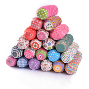 Grosir Pakai Perkamen Bergaris Gelombang Cupcake Liners Pembungkus Berkobar Kertas Baking - Product Image 1