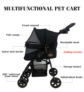 Poussette pour animaux de compagnie à 4 roues, prix d'usine JXB, <span class=keywords><strong>pas</strong></span> <span class=keywords><strong>cher</strong></span>, pour chat et <span class=keywords><strong>chien</strong></span>, promenade en plein air, pliage facile à une main, chariot de transport pour animaux de compagnie - Product Image 4
