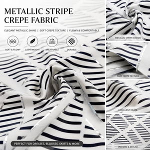 Tissu en crêpe de polyester avec rayures en lurex, textile tissé pour les marques de mode et la fabrication de vêtements en gros - Product Image 1