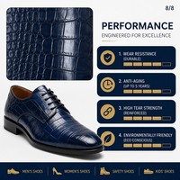 Cuir PU effet croco verni bleu nuit 0,5-1,4 mm de l'usine du Bangladesh pour mocassins et talons de luxe, approvisionnement mondial sans droits de douane, tendance 2026
