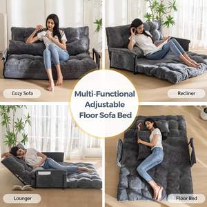 Puffy Comfy Small Convertible Sleeper Futon Causeuse <span class=keywords><strong>en</strong></span> mousse souple Canapé <span class=keywords><strong>double</strong></span> Canapé-<span class=keywords><strong>lit</strong></span> <span class=keywords><strong>2</strong></span> places <span class=keywords><strong>Lit</strong></span> de jour pliant avec fonction <span class=keywords><strong>lit</strong></span> - Product Image 3